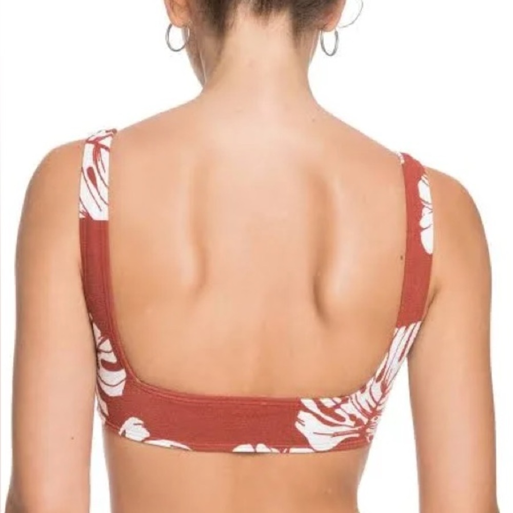 Roxy Garden Trip Bralette Bikini Rust Floral Bikini Top Size Small cute & comfy! - Picture 3 of 16